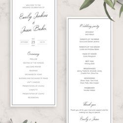 Free Wedding Program Template Printable Simple Elegant
