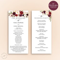 Sublime Wedding Reception Program Templates Programs Editable Processional Fantastic Example