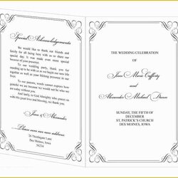 Free Wedding Program Template That Can Printed Of Templates Church Programs Fully Blank Elegant Vector Card