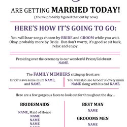 Admirable Printable Wedding Program Examples Templates Template Wording Kb