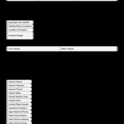 Tremendous Vehicle Accident Report Form Template Free Printable Templates