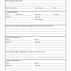 Splendid Printable Vehicle Accident Report Form Incident Workplace Forms Example Employment Self Doc