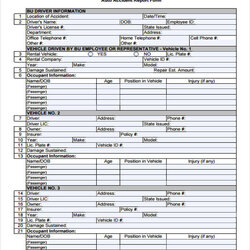High Quality Company Vehicle Accident Report Form Template Database Employee Templates Auto