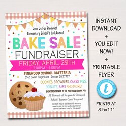 Fine Editable Bake Sale Flyer Printable School Family Flyers Charity