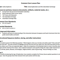 Outstanding Common Core Lesson Plan Samples Sample Templates Standards Template