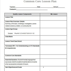Matchless Lesson Plan Templates Doc Excel Free Premium Common Core Template Download