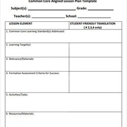 Exceptional Lesson Plan Template For Students To Use In The Classroom Including Standards