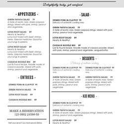 Splendid Design Templates Menu Wedding Food Bar Template Restaurant Word Microsoft Printable Edit Ms Simple