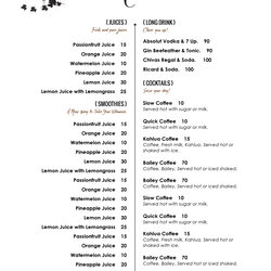 Free Printable Menu Template Word Templates Drink