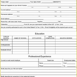 Magnificent Free Employment Application Template California Of Word