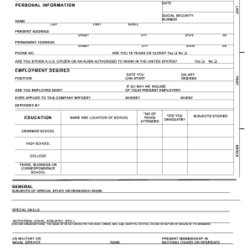 High Quality Employment Application California Template Printable