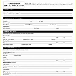 Splendid Free Employment Application Template California Of Job History Rental Form