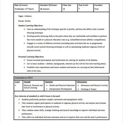 Free Physical Education Lesson Plan Examples And Templates Template Download