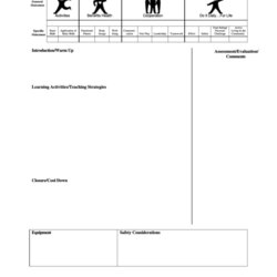 Superior Physical Education Lesson Plan Template Printable Download Page Thumb Big