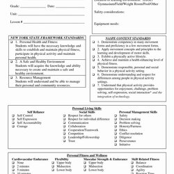 Exceptional Stirring Physical Education Lesson Plan Template Highest Quality