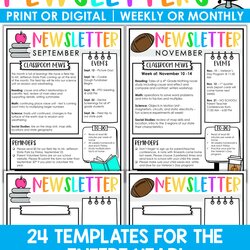 Swell Editable Classroom Newsletter Templates Weekly Monthly Parent Google Template Digital School Teachers