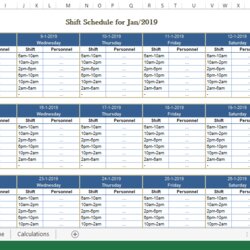 Exceptional Employee Monthly Shift Schedule Excel Template Templates At