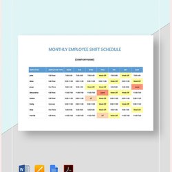 The Highest Quality Monthly Employee Shift Schedule Template In Pages Word Google