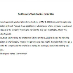 Superb Post Interview Thank You Notes Free Sample Example Format Download Note Handwritten Template