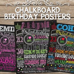 Excellent Birthday Chalkboard Template New Sign Customized