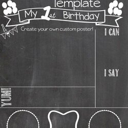 Great First Birthday Chalkboard Template Free Printable Templates