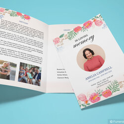 Superb Folded Funeral Program Template Roses Preview