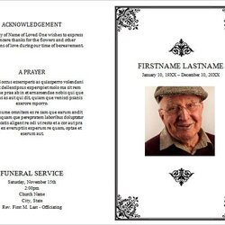 Matchless Funeral Program Templates In Ms Word Pages Google Docs Flyer Pamphlet