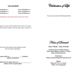 Exceptional Sample Funeral Program Template