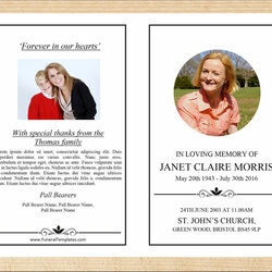 Outstanding Free Page Funeral Program Template Printable Templates