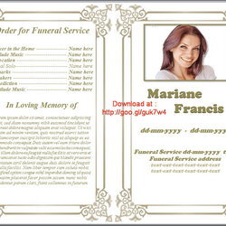 Peerless Printable Funeral Program Template Free Download By On Templates Programs Obituary Sample Designs