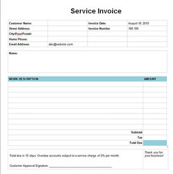 Printable Service Invoice Templates Sample Template Doc