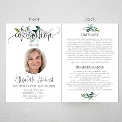 Fantastic Celebration Of Life Program Template Funeral Singapore