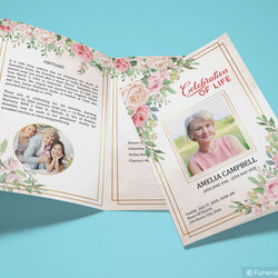 Super Celebration Of Life Program Template With Roses Design Download Now Announcement