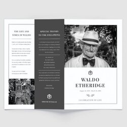 Fine Celebration Of Life Funeral Program Bi Fold Brochure Template Editable