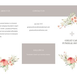 Celebration Of Life Funeral Program Bi Fold Brochure Template Free Blank