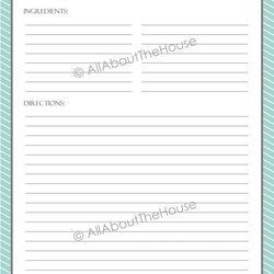 Printable Recipe Sheet Template Card Binder