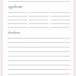 Spiffing Free Printable Recipe Cards Template Templates Book Cookbook Recipes Cute Binder Card Pages Blank