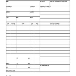 Terrific Printable Automotive Work Order Template Forms Samples In Repair Form Garage Engine Small Invoice