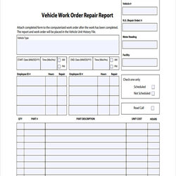 The Highest Standard Free Printable Auto Repair Work Order Template Vehicle Form