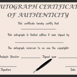 Preeminent Certificate Of Authenticity Template For Autograph Templates