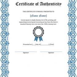 Super Artist Certificate Of Authenticity Template
