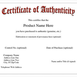 Free Sample Certificate Of Authenticity Templates In Ms Template Word Microsoft Samples Examples
