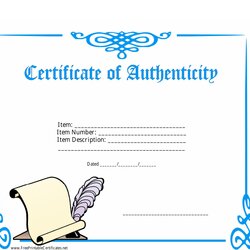 Worthy Certificate Of Authenticity Template Blue Download Printable Autograph Templates Certificates Print