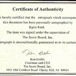 Eminent Certificate Of Authenticity Autograph Template Business Inspirational Autographs News And Notes