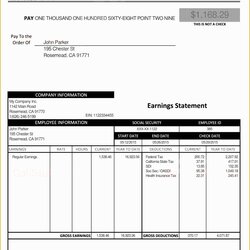 Outstanding Free Check Stub Template Excel Of Pay Word Document Stubs Paycheck Employee Templates Generator