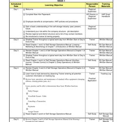 Supreme Training Schedule Template For New Employees Printable Plan Employee Development Examples Sample