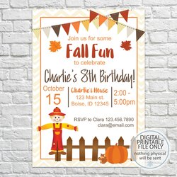 Sterling Printable Fall Party Invitation Birthday Invite Pumpkin