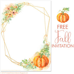 High Quality Free Printable Party Invitations Invitation Wedding Fall Blank Autumn Scroll Below Down Click