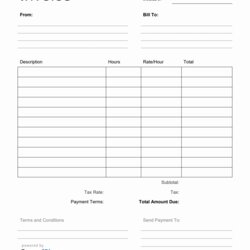 Brilliant Blank Invoice Template In Word Printable