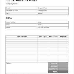 Free Printable Invoice Template Word Excel